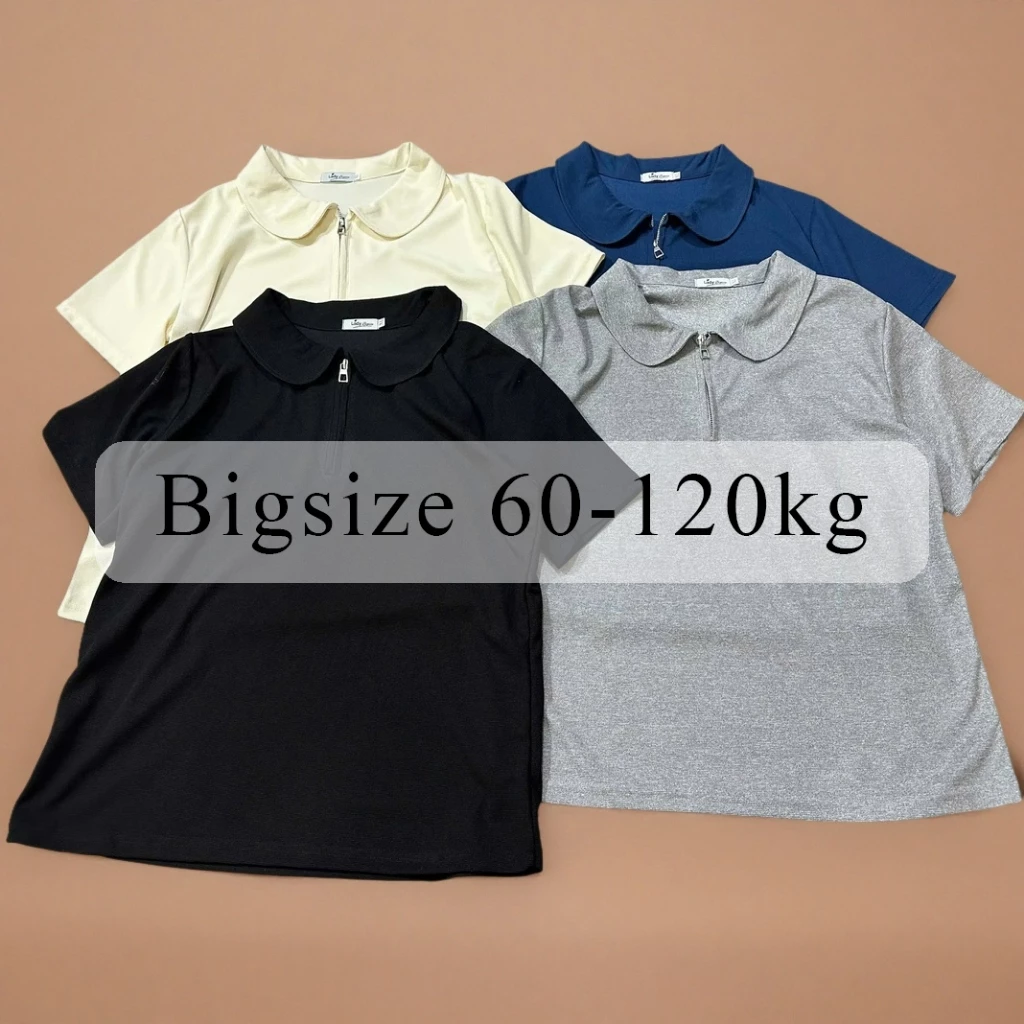 Áo Bigsize 120kg, Áo polo nữ chất cotton form suông cổ tròn dễ thương PLCT