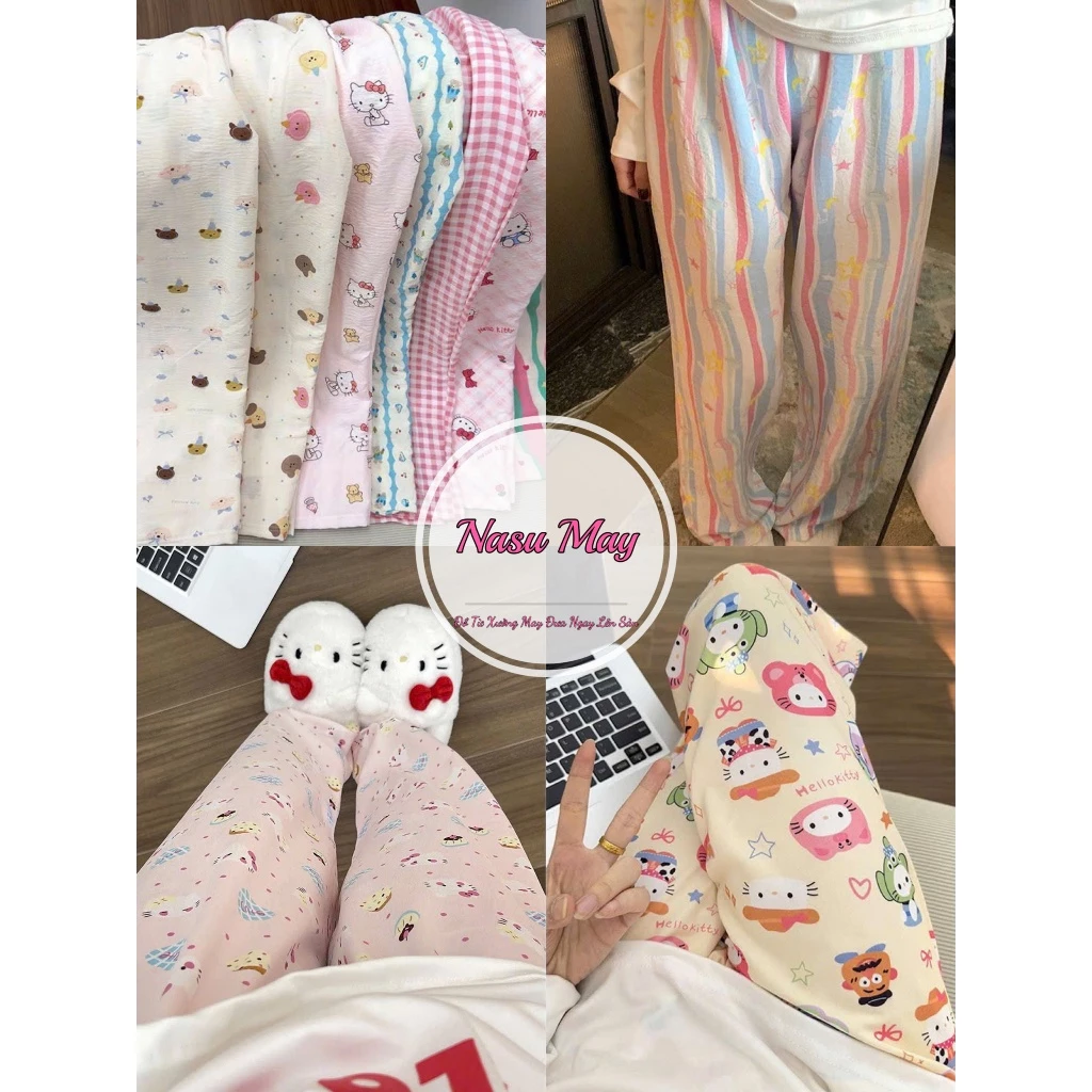 Quần Ngủ Mặc Nhà In Hình Shin Khủng Long Cạp Chun Dành Cho Nữ