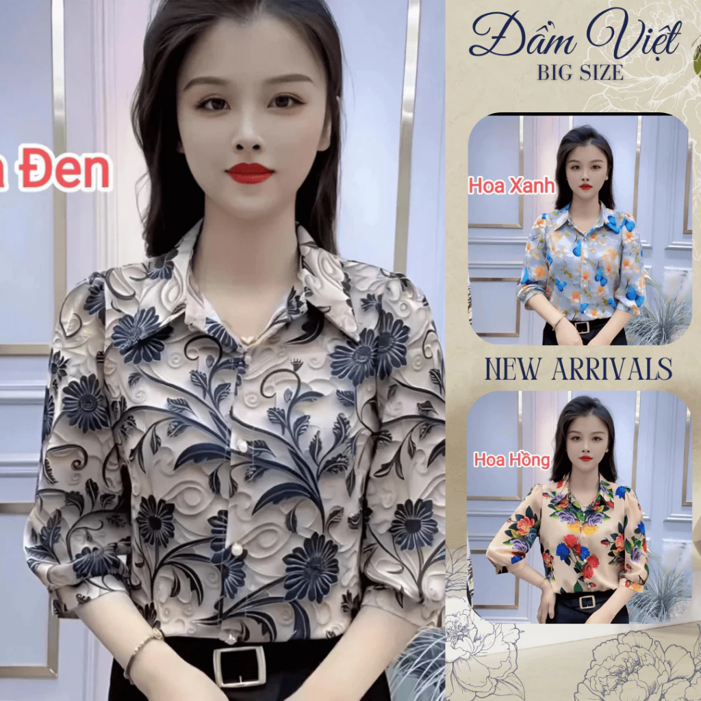 Áo Lụa Sơ Mi họa tiết đẹp, chất liệu lụa latin mỏng nhẹ mềm mịn thoáng mát , kiểu dáng sang trọng