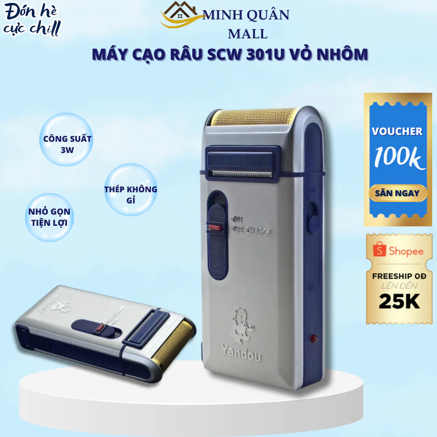 Máy cạo râu SCW 301U vỏ nhôm màu bạc phong cách mạnh mẽ
