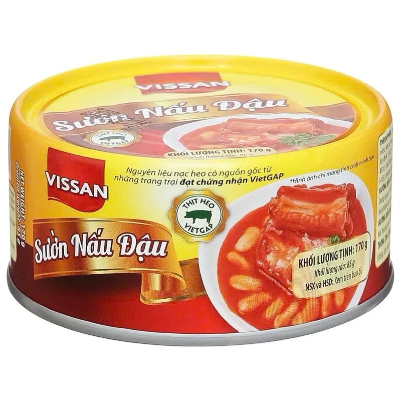 Vissan Sườn Nấu Đậu Lon in Hộp 170g Date 2029 - V269