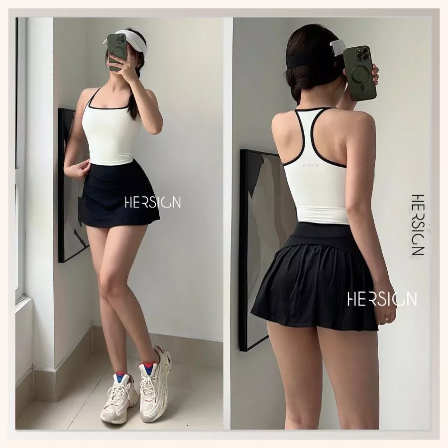 Set váy tennis nữ Bộ đồ thể thao chơi pickleball, tennis, golf HERSIGN-SMIXA24V05B BST HERSIGN GRACED MOTION