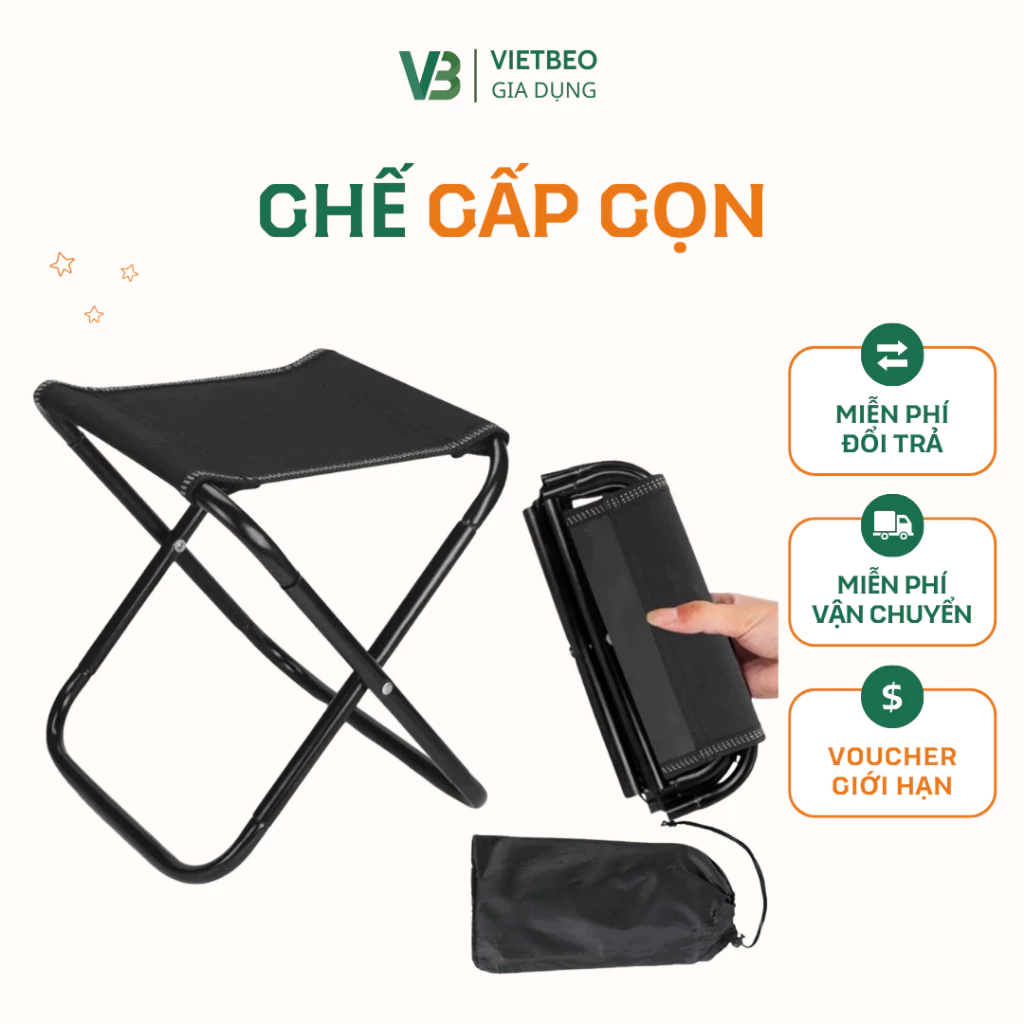 Ghế gấp gọn Didooglt bỏ túi đi du lịch cắm trại, Ghế xếp mini inox nhỏ gọn, chịu tải tốt 90kg có túi đựng