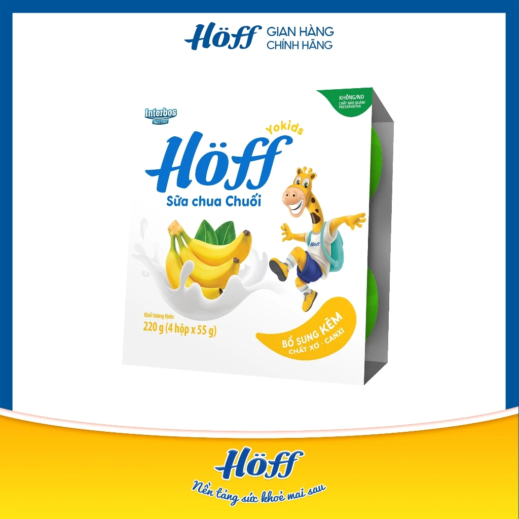 [TẶNG KH0006] Sữa Chua Hoa Quả HOFF Vị Chuối 1 Lốc (4 hộp x 55g)