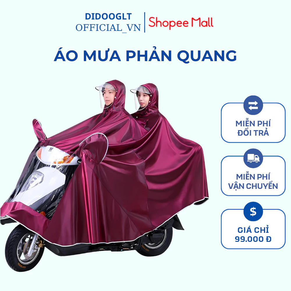 Áo Mưa Phản Quang Didooglt - Áo Mưa Cánh Dơi Có Kính Che Mưa Làm Từ Vải Sợi Dù