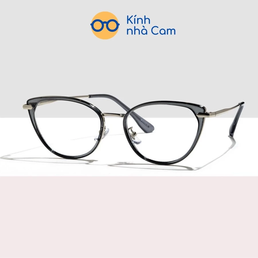 Gọng kính cận mắt mèo nam nữ nhựa Acetate, Kính mắt giả cận Retro mảnh thời trang đi đường FERADO