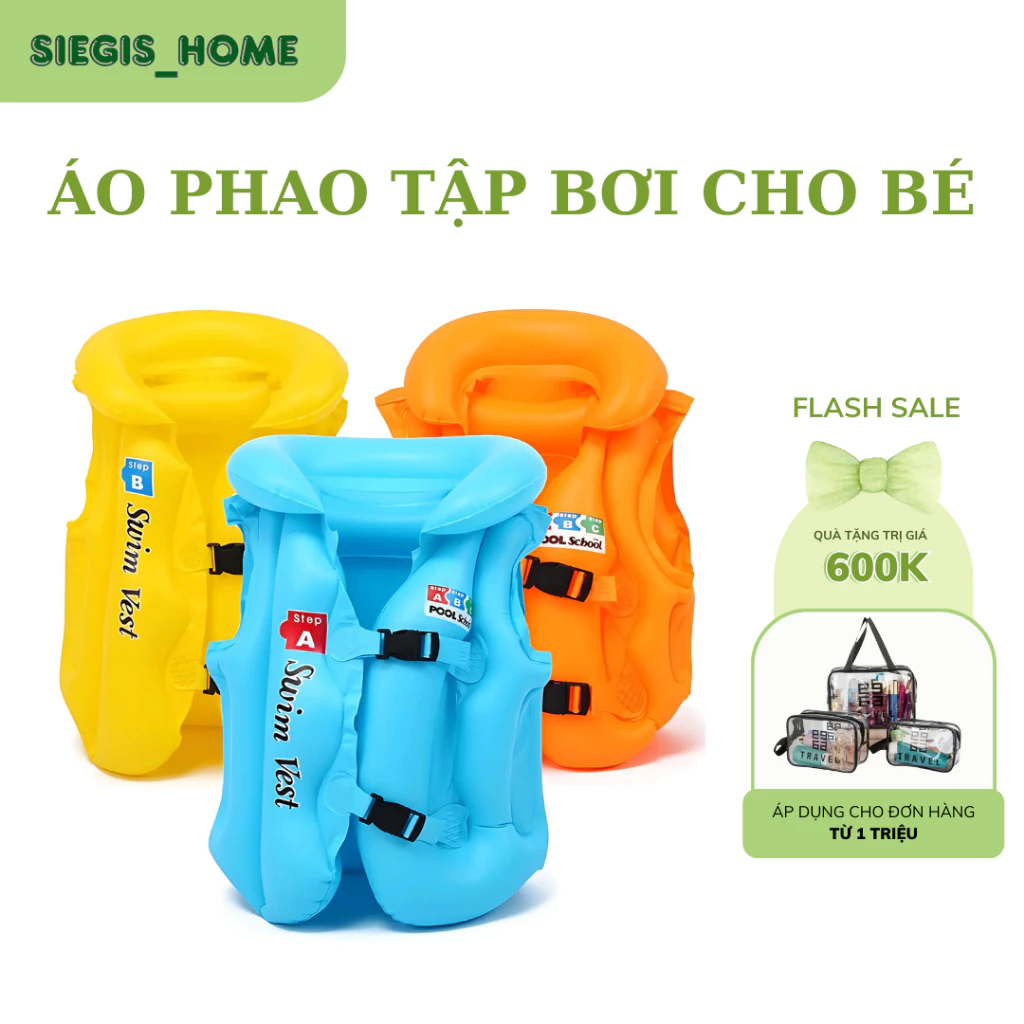 Áo phao tập bơi cho bé có quai bấm an toàn chất liệu siêu bền màu sắc thời trang