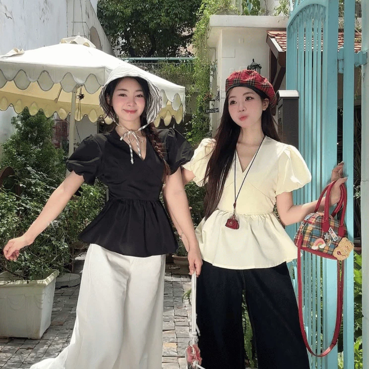 Áo FIORA tay bồng cổ tim dáng xoè Mùa Hè Kenco clothing Sài Gòn - NA5024