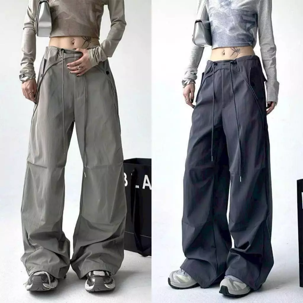 Quần Jogger ống rộng chất dù lưng có dây rút (GẤP RÚT SƯỜN) nhiều màu form Nam Nữ Unisex