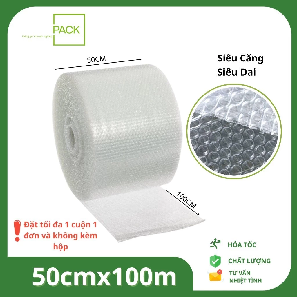 Cuộn 100M Khổ Rộng 50Cm - 40Cm - 60Cm, Cuộn Xốp Khí  To Chống Sốc Gói Hàng, HÀNG Loại Dày 1 Đủ Cân