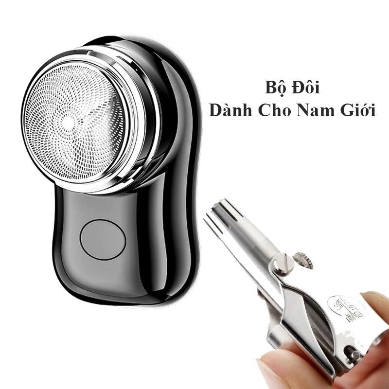 Combo 2 món máy cạo râu mini bỏ túi kèm 1 dụng cụ tỉa lông mũi cao cấp