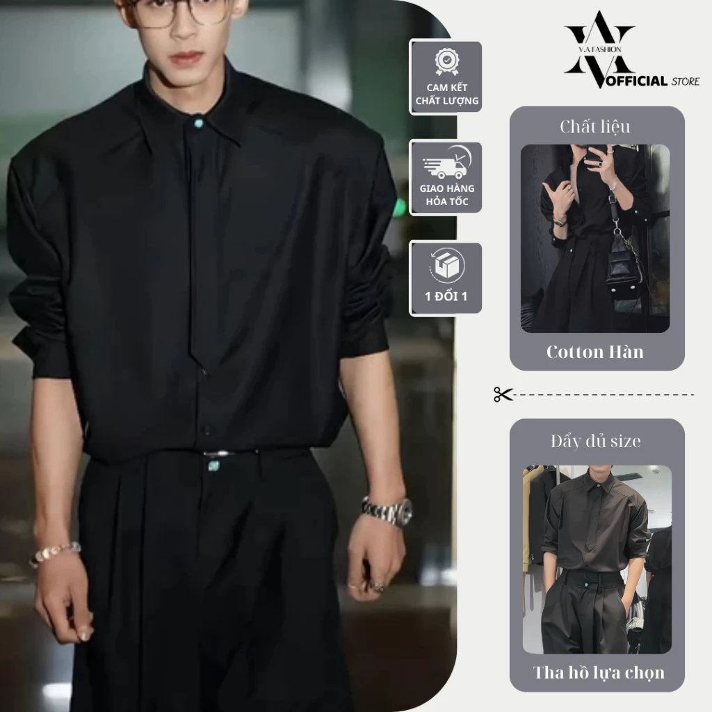 BỘ 1 ÁO 1 QUẦN SƠ MI  cà vạt chất Cotton Hàn dầy dặn phong cách trẻ trung năng Động Áo Quần NAM NỮ