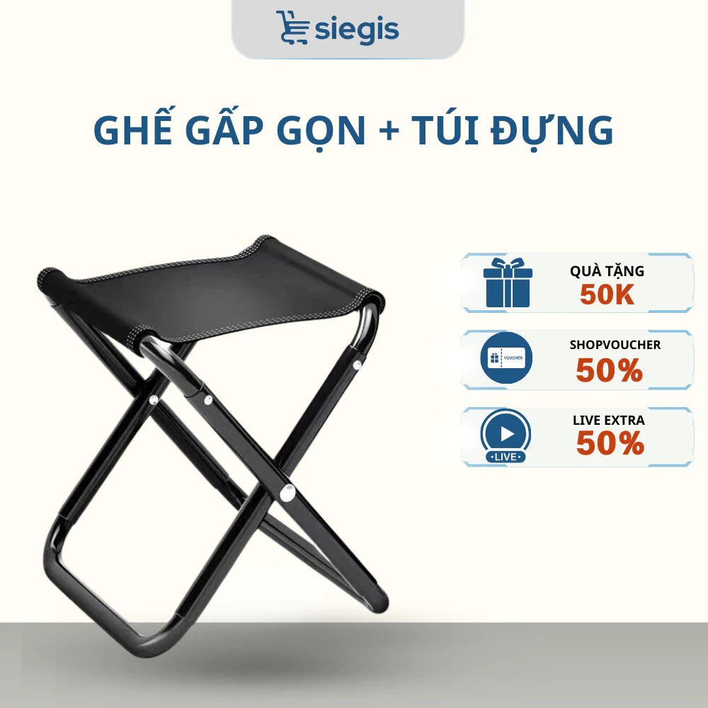 Ghế Gấp Gọn Dã Ngoại Nhét Túi Dễ Mang Theo Khi Đi Du Lịch - Ghế Dã Ngoại Cắm Trại, Câu Cá, Đợi Tàu Cao Cấp Kèm Túi Đựng