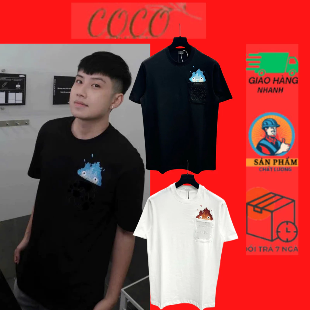 Áo phông BOXY in Noe Que Thêu Hình Lửa Nước cổ tròn tay ngắn chất liệu cotton 100% thoáng mát, thấm hút mồ hôi COCOTRENT