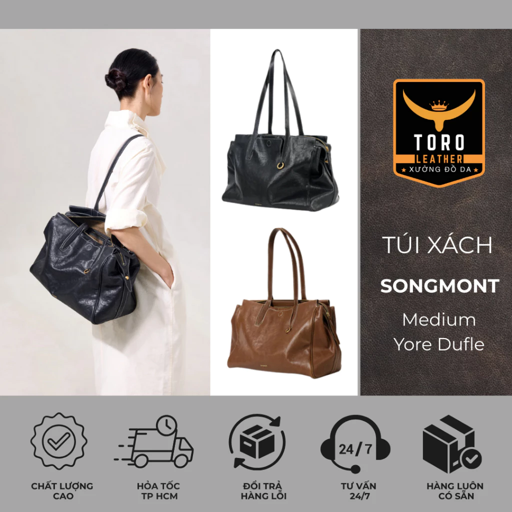 Túi SONG.MONT Yore Medium Dufle (Hàng có sẵn HCM) - Túi xách hot trend chất liệu da microfiber