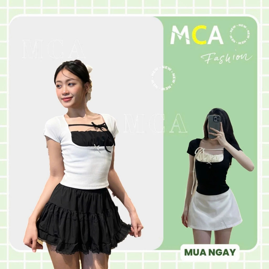 [ Video sp thực tế ] Áo kiểu cổ bèo tay ngắn cổ vuông, Áo thun nữ hottrend, Áo croptop A51093