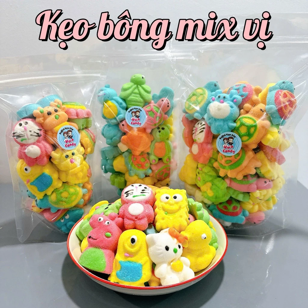 Kẹo Bông Marshmallow Yumimi Mix Vị Hình Nhân Vật Hình Dễ Thương, Vị Trái Cây Chua Nhẹ - Thiên Ngọt