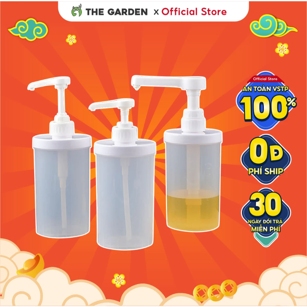 Bình Bơm Đựng Siro Bằng Nhựa PP THE GARDEN IGWTdung tích 1000ML Có Vòi Pump - Bình Đựng Sữa Đặc Mứt Sệt Có Thể Tháo Rời