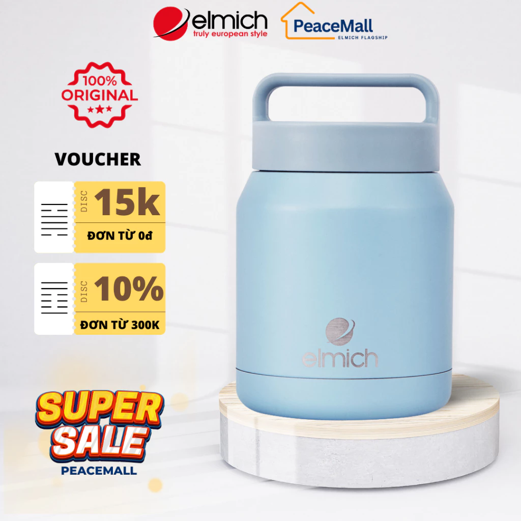 Bình đựng thức ăn giữ nhiệt inox 304 Elmich EL8337 dung tích 650ml, hàng chính hãng - PeaceMall