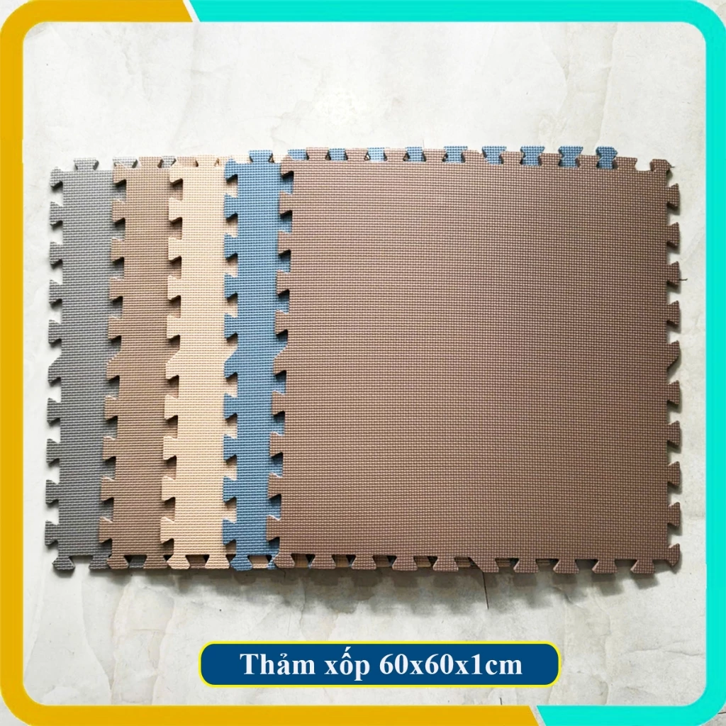 Thảm Xốp Lót Sàn 60x60x1cm hàng VNXK Loại A, Vân Chữ T, Có Kèm Viền