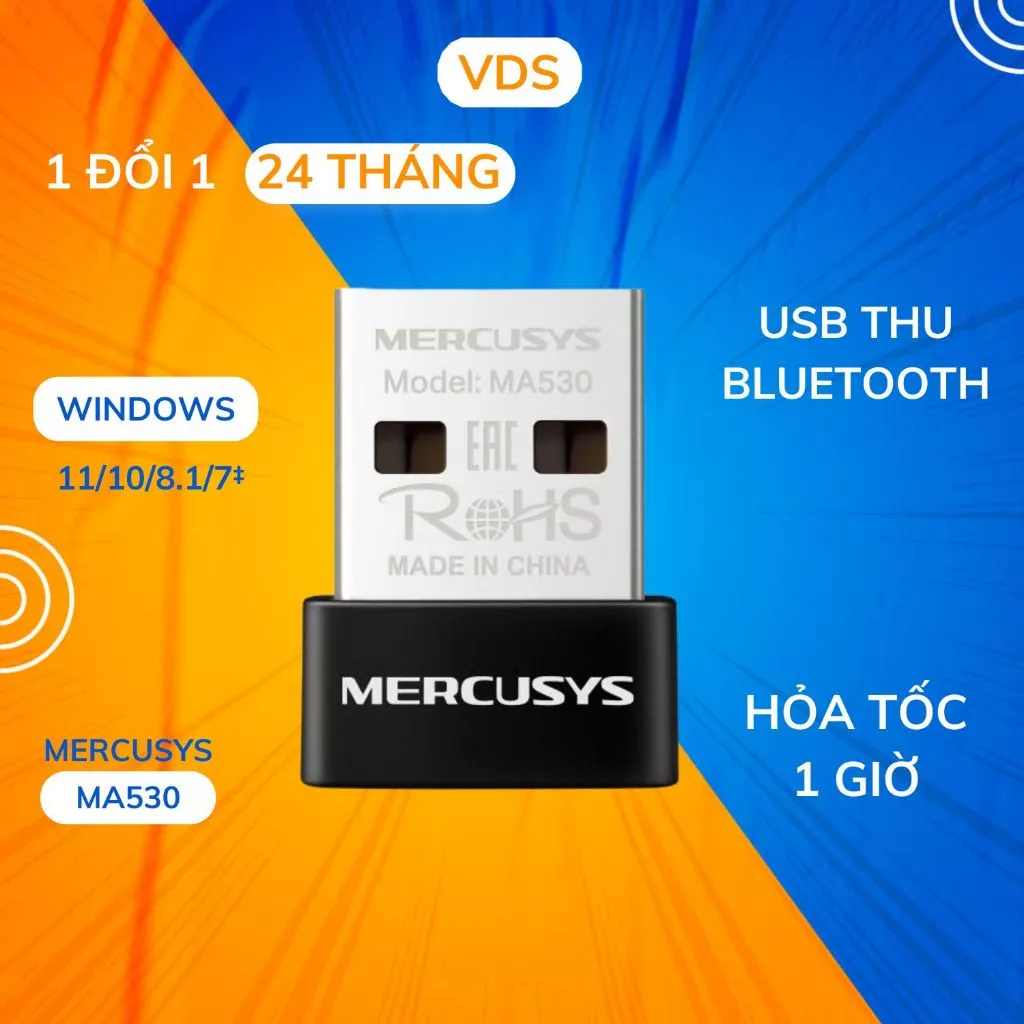 USB Bluetooth Bộ Chuyển Đổi Bluetooth USB Nano Mercusys MA530 Chuẩn Bluetooth 5.3 | USB nhỏ gọn, kết nối ổn định