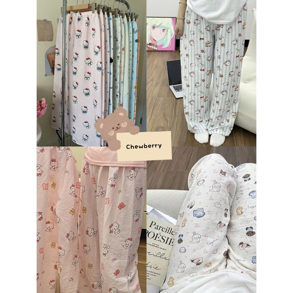 Quần Dài Mặc Nhà Hello Kitty Đáng Yêu Siêu Cute hoạt hình Dành Cho Nữ