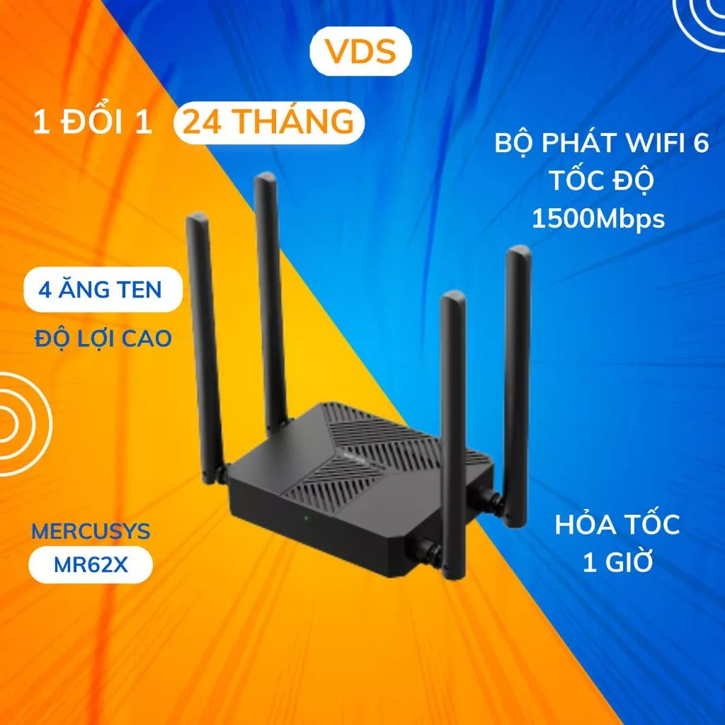 Bộ Phát Wifi 6 Mercusys MR62X MR60X Router wifi Tốc Độ cao Chuẩn AX 1500Mbps- VDS SHOP