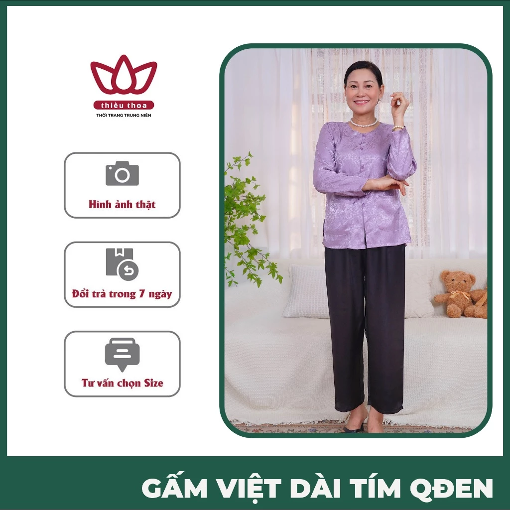 Set Đồ Bộ Mặc Nhà Nữ Trung Niên Gấm Loại 1 Không Nhăn Không Xù,Bộ Đồ Mặc Nhà Nữ-Thiều Thoa Store