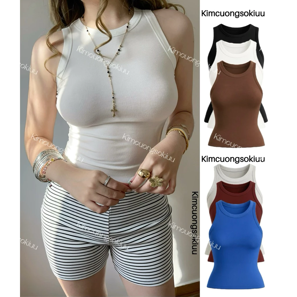 Áo ba lỗ cổ kín ôm thắt eo Kimcuongsokiuu