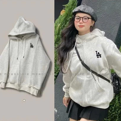 Áo Khoác Hoodie Zip LA Nam Nữ Nỉ Bông Có Mũ 2 Lớp, Áo Khoác Dầy Dặn Fom Rộng Phong Cách Unisex quynhpham QC ==