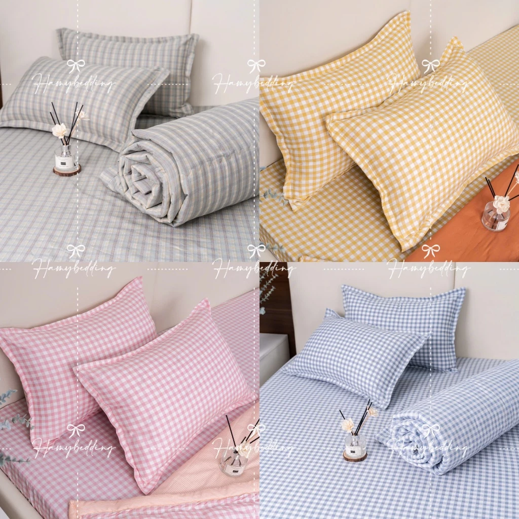 Bộ Chăn Hè Ga Gối Cotton Đũi Sơ Đậu Nành Combo 5 Món - Dùng Cho Giường Tầng , Giường Đôi , Kí Túc Xá