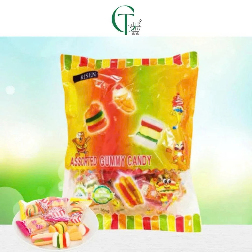 Kẹo Dẻo Gummy Candy Gói 350g Hương Trái Cây Thơm Ngon, Dai Mềm Dễ Ăn Risen