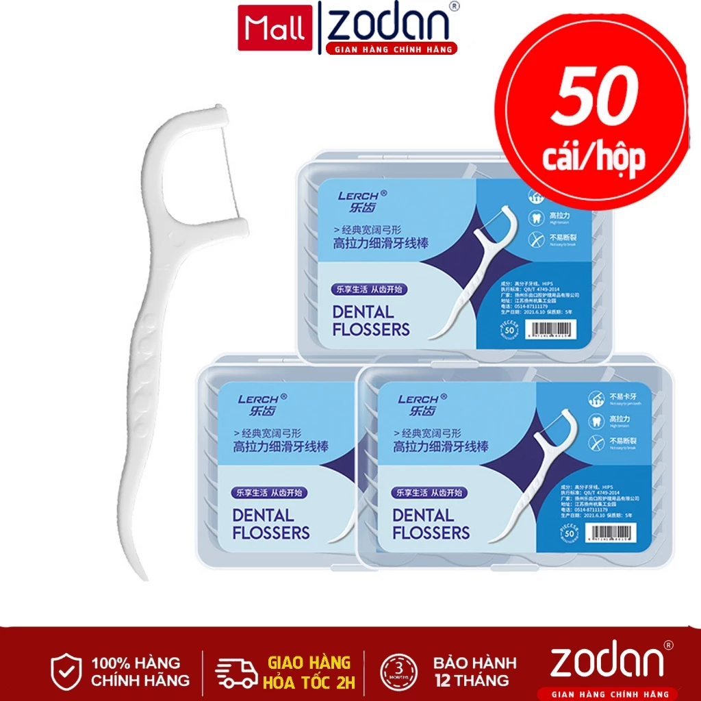 [COMBO 3 HỘP - BH 1 NĂM] Hộp tăm chỉ nha khoa 50 chiếc