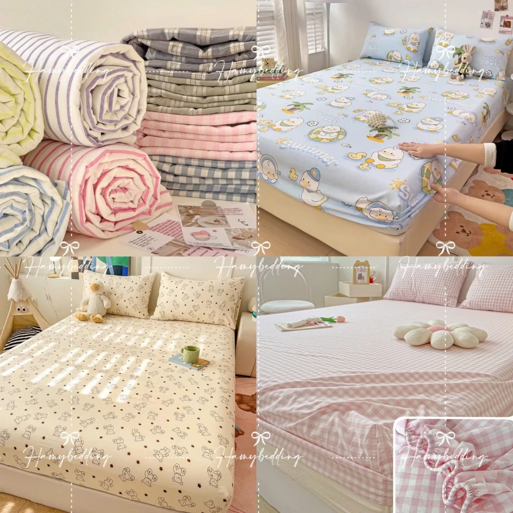 Ga giường đũi hàn đủ kích cỡ nệm 80cm/1m/m2/m6/m8/2m chất liệu đũi thoáng mát hàng loại 1