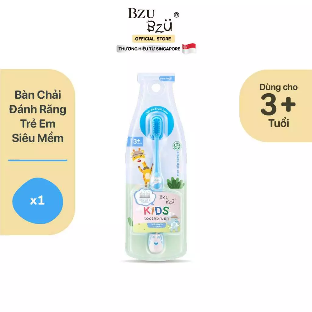 🪥 Bàn Chải Đánh Răng Em Bé BZU BZU Chính Hãng, Baby Toothbrush 2in1, Làm Sạch Răng & Nướu Nhẹ Nhàng