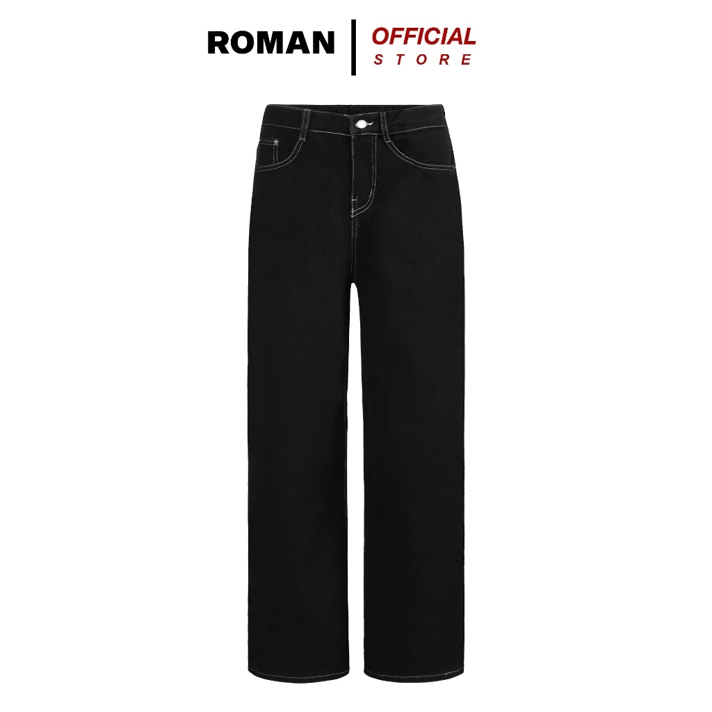 Quần jean ống rộng TEZLO nam nữ wide black suông đứng chất bò cao cấp
