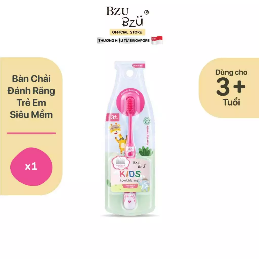 🪥 Bàn Chải Đánh Răng Em Bé BZU BZU Chính Hãng, Baby Toothbrush 2in1, Làm Sạch Răng & Nướu Nhẹ Nhàng