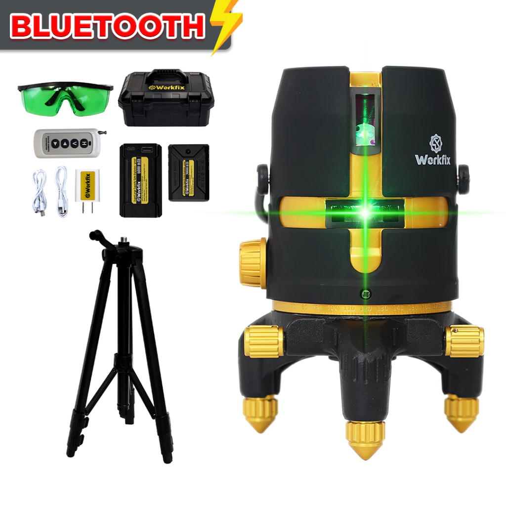 [FULL PHỤ KIỆN Máy Bắn Cân Bằng Laser Workfix WF-LS0501X, Bluetooth 5 Tia, Xoay 360°, Kèm Chân