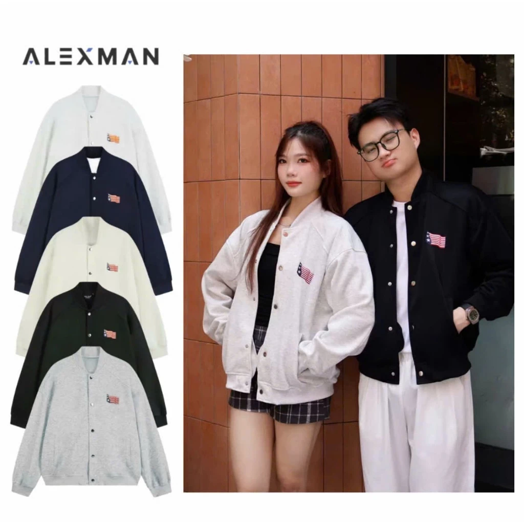 Áo Khoác Nỉ Chất 2Da Dày Dặn Thêu Logo Lá Cờ  Đủ 3 Màu Chuẩn From - Áo Bomber Lá Cờ Đủ 3 Màu Hottrend 2025