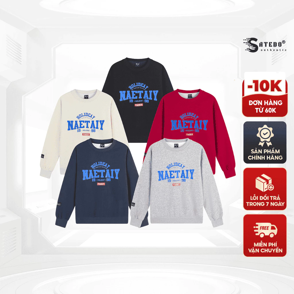 Áo sweater SATEDO chất vải Nỉ hai da mặc được bốn mùa, kết hợp cùng chữ in nhiệt trẻ trung, mã SP: AN53