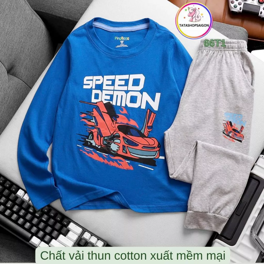 20-50kg - Bộ dài tay cho bé trai kiểu thể thao đẹp chất thun cotton 4 chiều mềm 66T