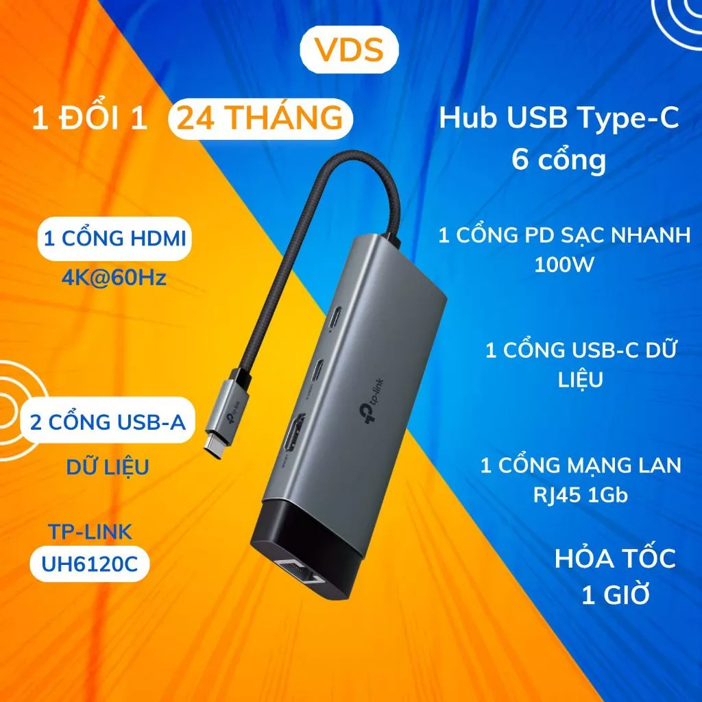 Hub USB Type-C 6 Cổng TP-Link UH6120C Giải Pháp Kết Nối Toàn Diện Cho Laptop và PC