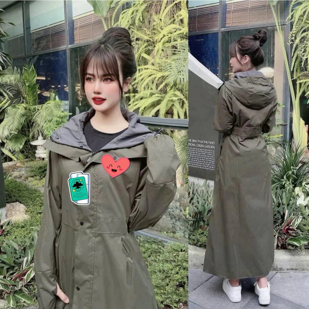 (Giá sỉ)Áo mưa măng tô nữ một đầu PU 2 lớp xỏ ngón dang váy thời trang cao cấp chống mưa phùn chống gió lạnh mùa đông