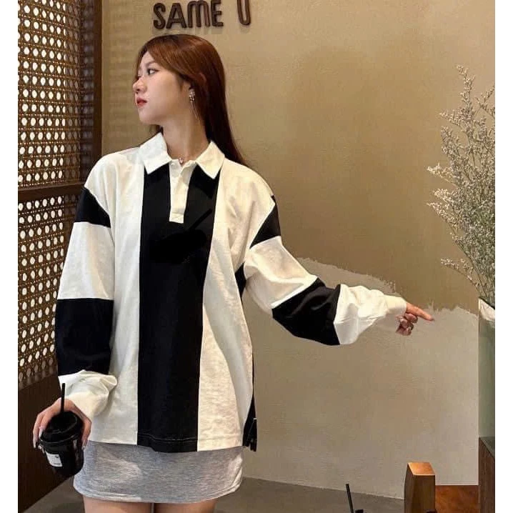( SHIPPED US) Áo POLO ĐAS TAY DÀI SƠ MI phong cách Unisex nam nữ