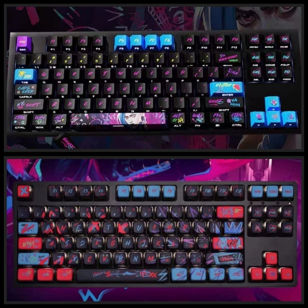 Keycap LOL Jinx phong cách Gravity sắc màu siêu ngầu cho bàn phím