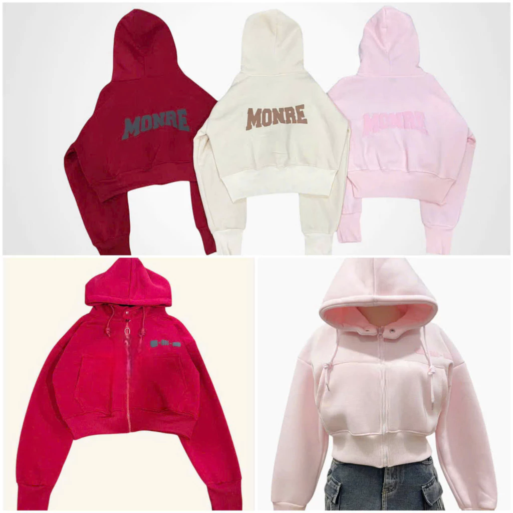 MONRE Áo Khoác Nữ Nỉ Bông Dày Mịn Cao Cấp  Kiểu Lửng - Hoodie Zip Túi Trong Tay Dài Top Jacket Chống Nắng Thu Đông