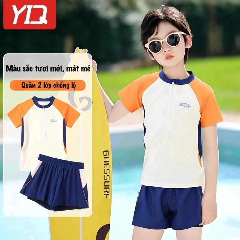 Bộ đồ bơi bé trai 2 mảnh YUKE YY7531 - quần 2 lớp chống lộ - nhập khẩu chính hãng