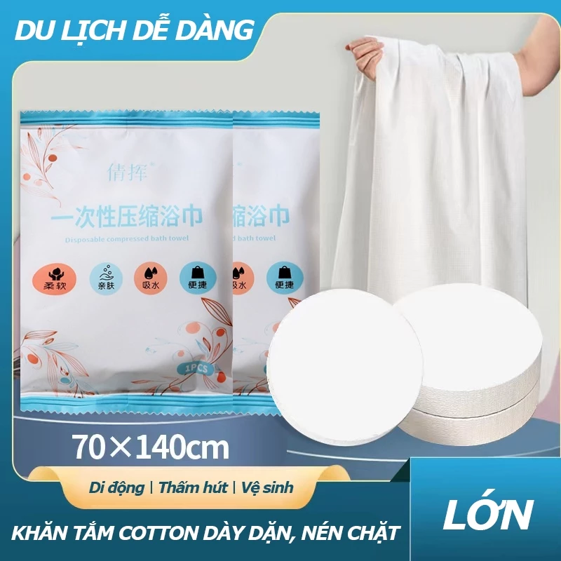 【DÀY HƠN】 Khăn tắm nén du lịch - Thấm hút MẠNH, khăn tắm cotton tiện lợi dùng một lần