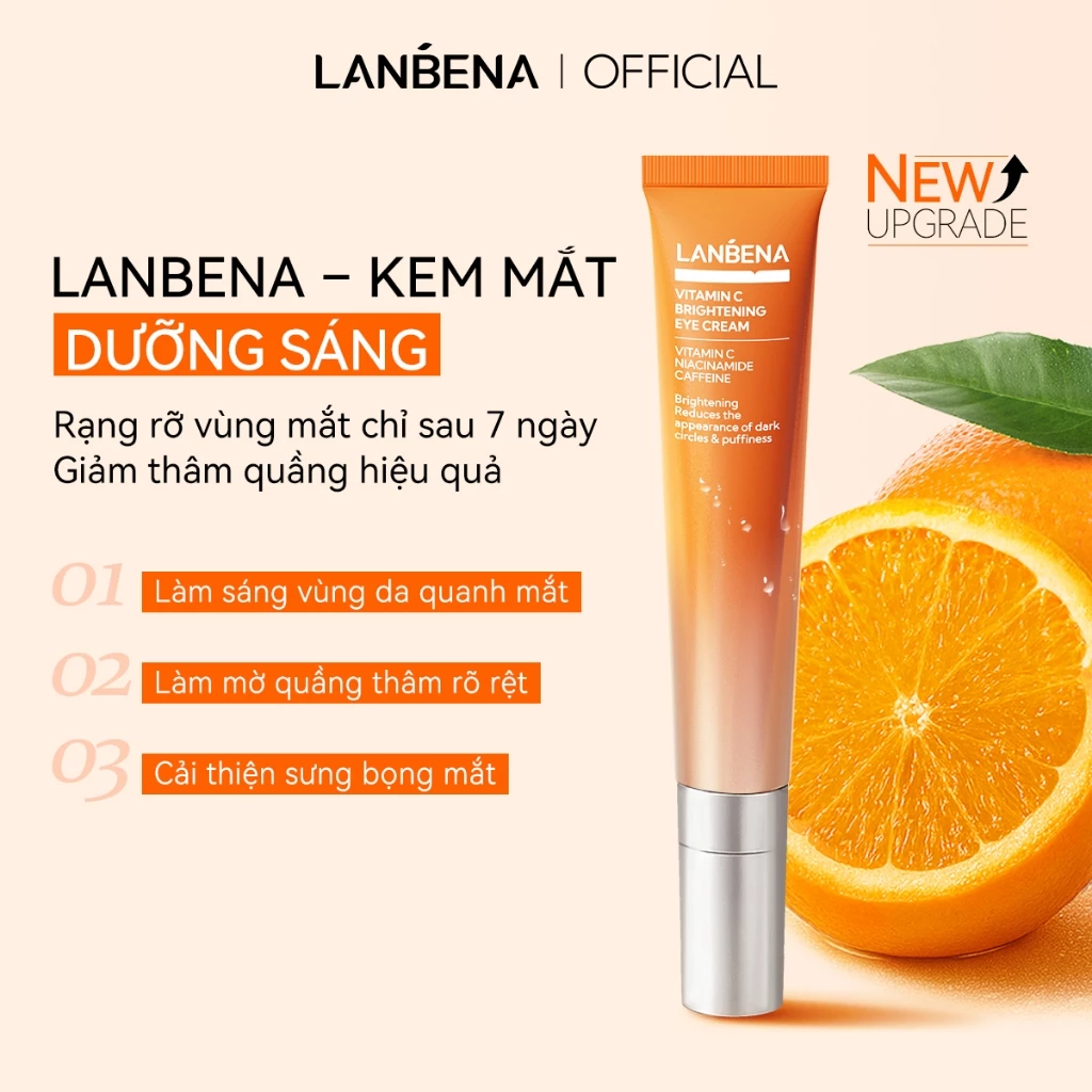 LANBENA Kem mắt vitamin c (15ml) - đầu lăn massage lạnh,giúp làm sáng,giảm bọng mắt,mờ quầng thâm mắt hiệu quả Skincare