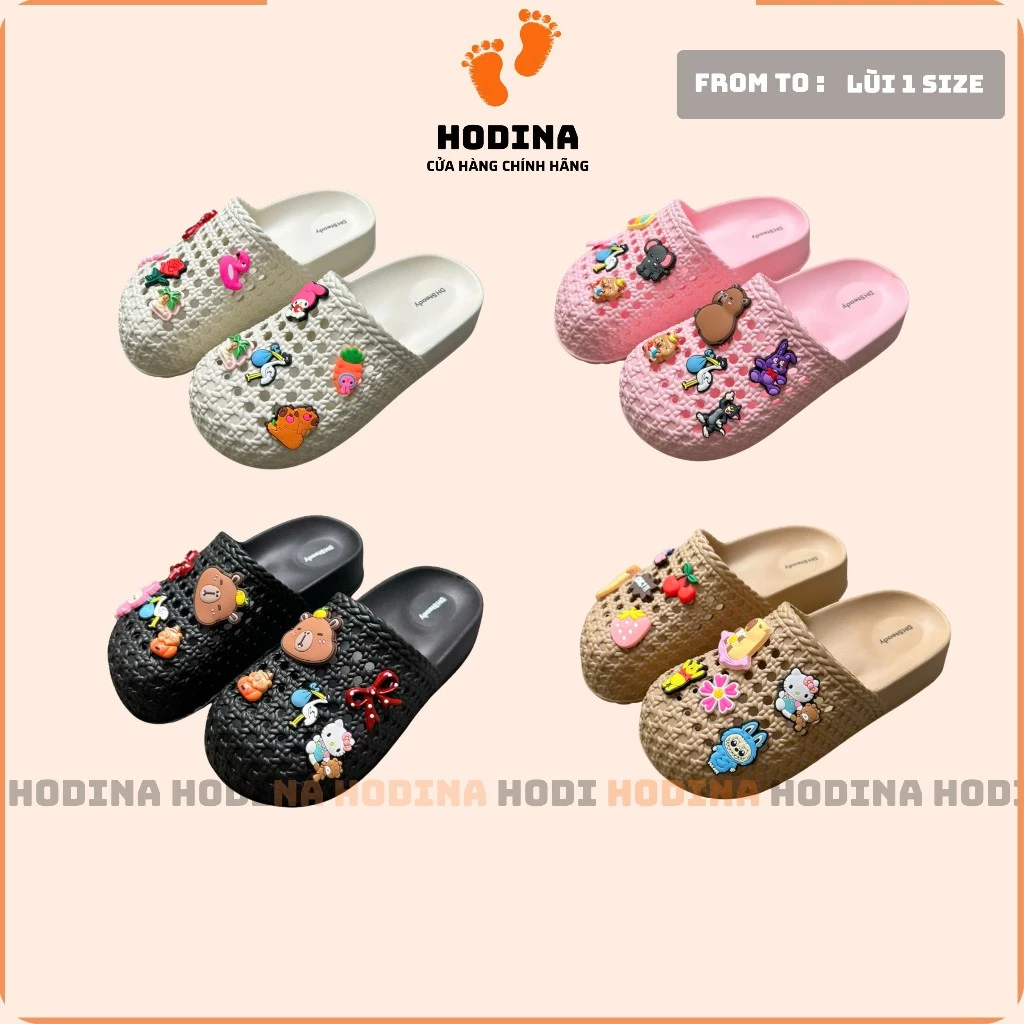 Dép Sục Rọ Nữ Siêu Nhẹ Chất Liệu Nhựa EVA Chống Thấm Nước Kèm 10 Charm Cao Cấp